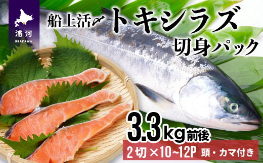 船上活〆時鮭 時しらず 切身1尾分 あら付き 3 3kg前後 生冷 02 1015 北海道浦河町 ふるさと納税 ふるさとチョイス