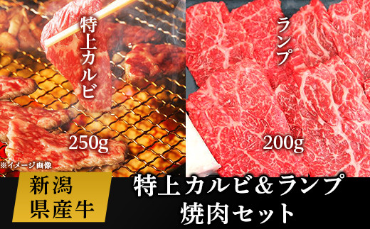 76-71新潟県産牛（長岡産） 特上カルビ250g＆ランプ200g焼肉セット