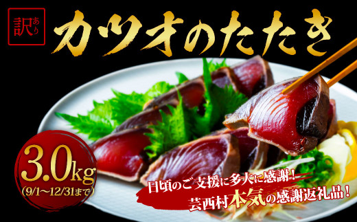 訳あり カツオたたき3 0kg 高知県共通返礼品 高知県芸西村 ふるさと納税 ふるさとチョイス