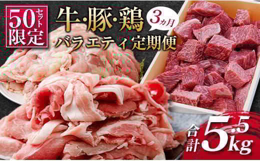 ［50セット限定］JAこゆ牛・豚・鶏バラエティ3ヵ月定期便 ファミリーパック ※2026年1月開始【E141-01】