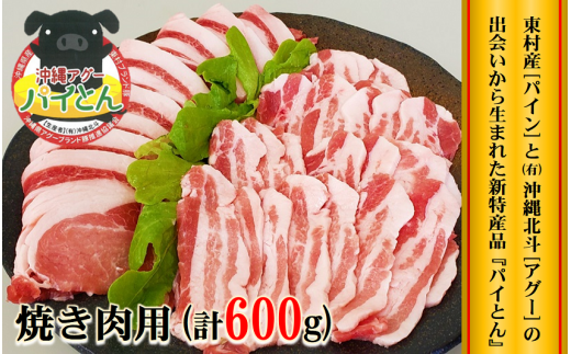 【沖縄アグー豚】東村産『パイとん』焼き肉用（バラ＆ロース／計600g）