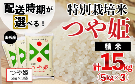 【配送時期が選べる】山形産 特別栽培米 つや姫 15kg(5kg×3) 精米
