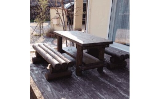 木製ガーデンテーブルセット（ブラウン） 764106 - 奈良県上北山村