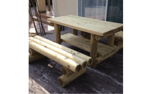 木製ガーデンテーブルセット（無塗装） 764104 - 奈良県上北山村