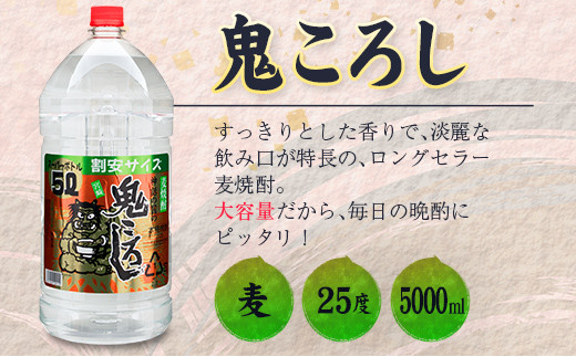 F52 21 ビッグサイズ 麦焼酎 鬼ころし 25度 5000ml 2本セット 宮崎県日南市 ふるさと納税 ふるさとチョイス