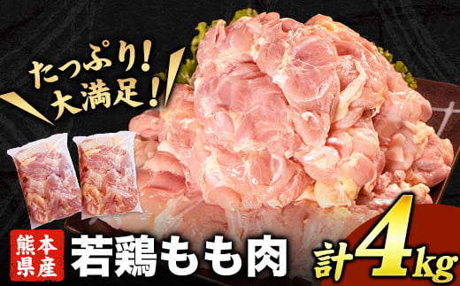 熊本県産 若鶏もも肉 約2kg×2袋 [30日以内に出荷予定(土日祝除く)]たっぷり大満足!計4kg!