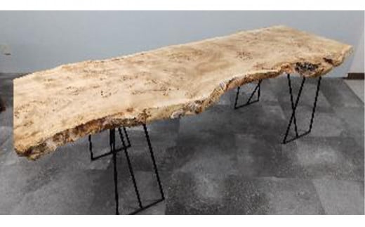 ポプラ 無垢一枚板テーブル（1点モノ）アイアン脚[№5787-0526] - 岐阜