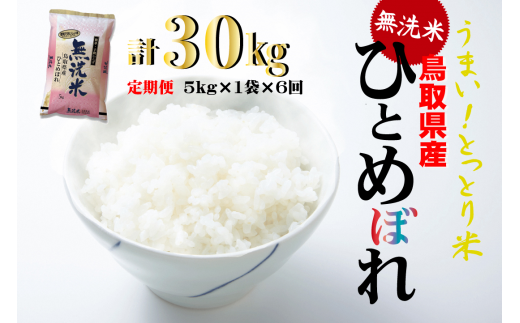 ＜無洗米＞鳥取県産ひとめぼれ６回定期便（5kg×６回）お米 米 ひとめぼれ 無洗米 定期便 国産