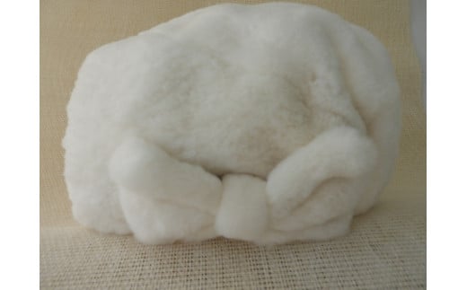 プラクトミンク　ベレー帽（リボン付き）ホワイト_HD026-009 405725 - 北海道函館市