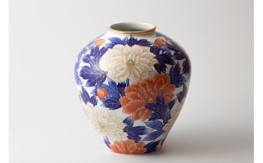 有田焼 染錦牡丹・花瓶(977-NNC10) 香蘭社