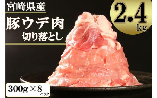 宮崎県産　豚ウデ肉切り落とし　2.4kg[10-135]