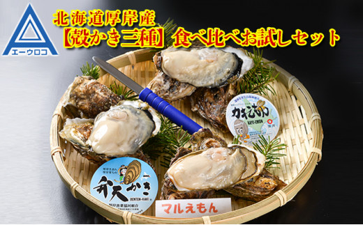 [№5863-0433]北海道厚岸産【殻かき三種】食べ比べお試しセット