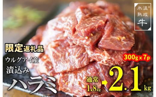 G013 【期間限定】氷温(R)熟成牛 漬込みハラミ 2.1kg（300g×7）ウルグアイ産