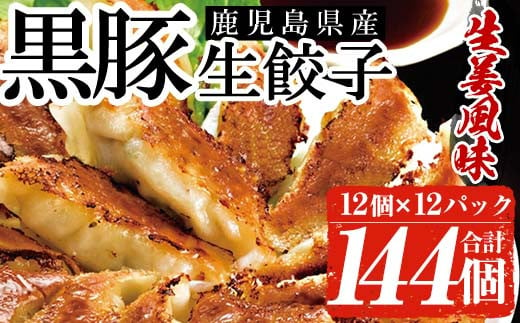 A-1112H　鹿児島黒豚生餃子（生姜風味）12パックセット 計144個　餃子 ぎょうざ ギョーザ ギョウザ 冷凍餃子