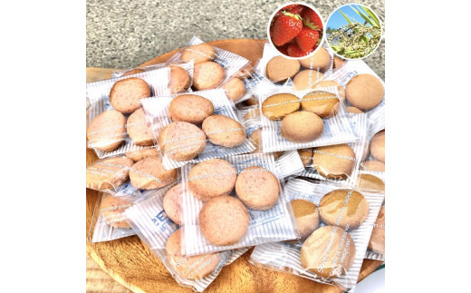 「古都華いちご&玄米きな粉のクッキー3枚入」個包装2種計20袋