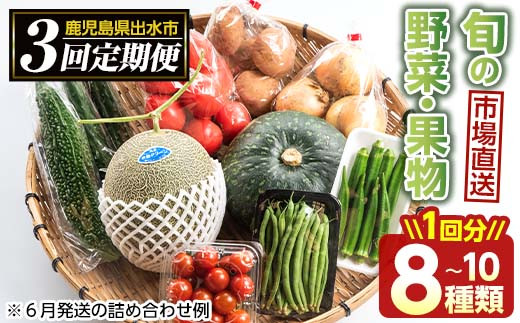 I544 定期便 計3回 2月 4月 6月 旬の野菜 果物おまかせセット 8 10種類 全3回 出水市観光特産品協会 鹿児島県出水市 ふるさと納税 ふるさとチョイス