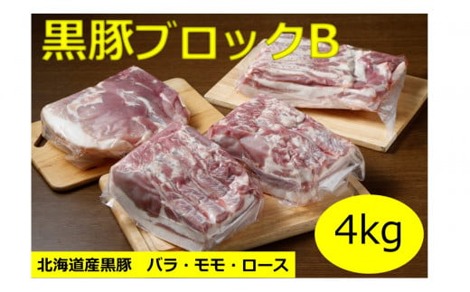 北海道 黒豚ブロックBセット4kg[C012-4-1]