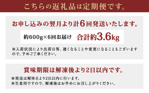 【定期便6回】長崎県産 本マグロ（養殖）大トロ 皮付き 約600g 生食用