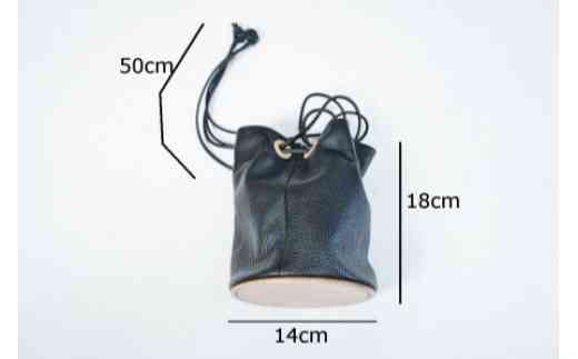革靴の製法で作る巾着バック (バック底：丸、カラー：イエロー)