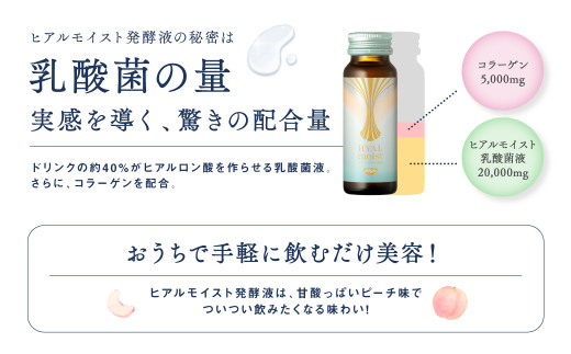 ヒアルモイスト発酵液 50ml×10本 セット （ ヒアルモイスト乳酸菌液 コラーゲン 配合美容ドリンク） ピーチ味 -  奈良県葛城市｜ふるさとチョイス - ふるさと納税サイト