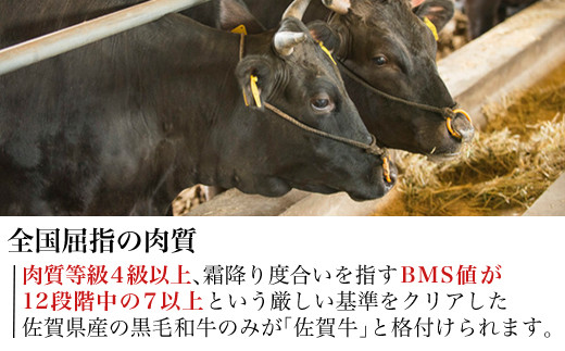 佐賀県の温暖な気候と
肥沃な大地に恵まれ育った佐賀牛。
肉質は全国トップクラスです。