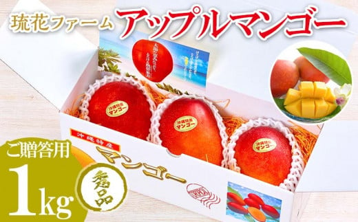 琉花ファーム】アップルマンゴー 秀品１kg （ご贈答用） / 沖縄県名護