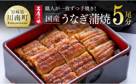 名店の味 宮崎県産うなぎ蒲焼 5尾(ウナギ650g以上) 国産 鰻 蒲焼き