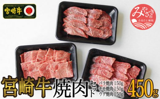 宮崎牛焼肉450gセット(バラ、モモ、ウデ/各150g)_M109-009 323307 - 宮崎県宮崎市