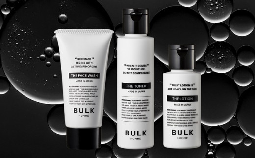 009-001　【BULK HOMME　バルクオム】THE TRAVEL SET FOR FACE CARE（THE FACE WASH、THE  TONER、THE LOTION、ミニ泡立てネット、オリジナルポーチ） フェイスケアトラベルセット 洗顔料 化粧水 乳液 オリジナルポーチ ...