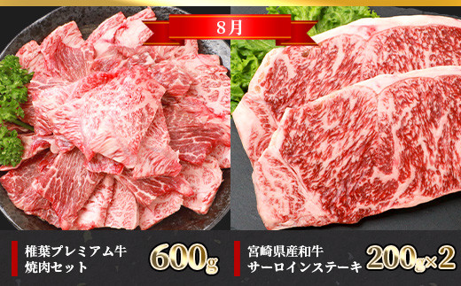 定期便6回・偶数月のみ配送】総重量6.3kg！【3種の牛肉】椎葉牛・椎葉