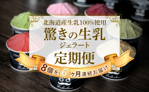 ＜ 6ヶ月 定期便 ＞ 北海道産 生乳 ジェラート アイス 毎月 8個  詰め合わせ ジェラート セット カップアイス スイーツ