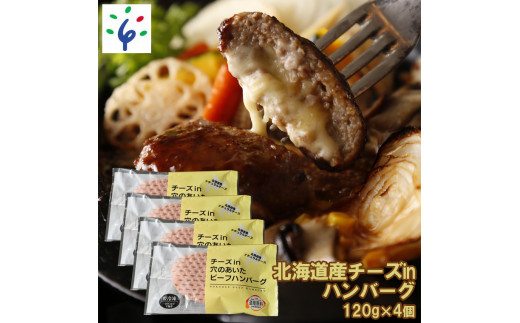 6-004 北海道産チーズinハンバーグ[120g×4個入]