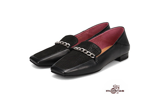 100周年マドラス　浅草ハンドメイド婦人靴 MAL0032　ビットモカシューズ (サイズ：22.0cm、カラー：ブラックコンビ)