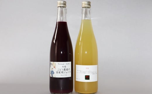 果汁100％のぶどうジュース・りんごジュース　２本（720ml）セット 【352】