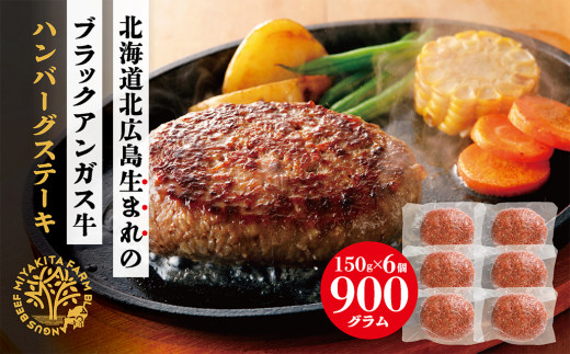 北海道 北広島産 ブラックアンガス牛 ハンバーグステーキ (150g×6個)