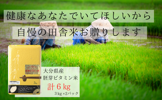 大分県産ひのひかり 胚芽ビタミン米(計6kg・3kg×2パック)米 お米 ひのひかり ヒノヒカリ 白米 真空パック 大分県産【107800200】【お米の鈴木】 249838 - 大分県宇佐市