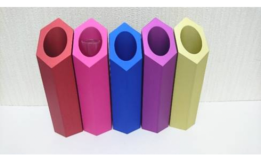 一輪挿し六角（斜）　アルミ製＜黄＞