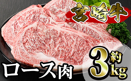 ＜プレミアム宮崎牛＞ロース肉ステーキ(約3kg・約300g×10、マキシマムスパイス3本付)