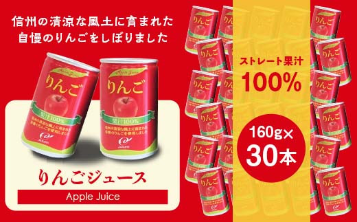 J0683りんご100％ジュース160g×30本（ストレート果汁100％）