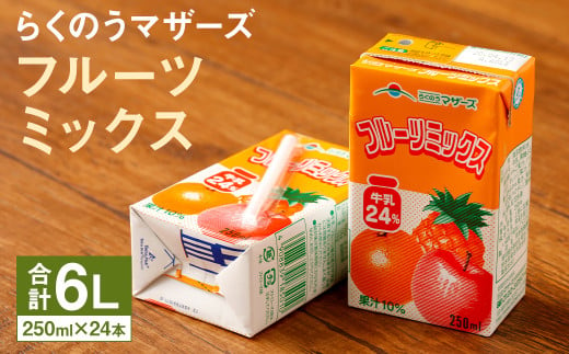 フルーツミックス 1ケース（250ml×24本）ミックスジュース 乳飲料 らくのうマザーズ 989673 - 熊本県菊池市