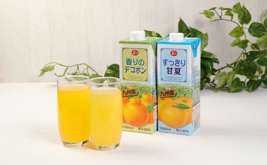 ジューシー 香りのデコポン果汁30％・すっきり甘夏果汁30％ 1L×12本（各6本）ジュース