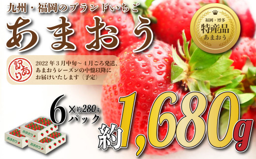 【2022年3月上旬～4月下旬まで発送】いちごの一大産地福岡・博多特産 あまおう【訳あり】6パック 約1,680g 苺 いちご