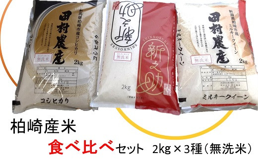 田村農産のコシヒカリ・新之助・ミルキークイーン食べ比べセット（各2㎏）無洗米