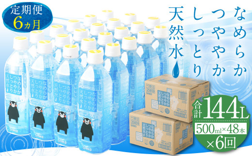 【6ヶ月定期便】なめらかつややかしっとり天然水 500mlPET 24本×2ケース 飲料 水