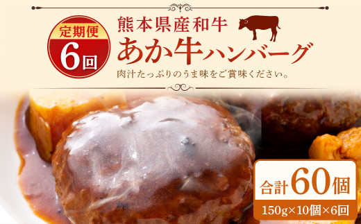 【定期便6回】 熊本県産 和牛 あか牛 ハンバーグ 150g×10個