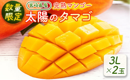 宮崎県産 完熟マンゴー『太陽のタマゴ』3Lサイズ2玉【D108】