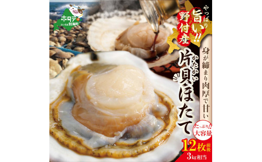 たっぷり大容量！ 野付産片貝ホタテ（冷凍）３ｋｇ相当１２枚前後 （ほたて ホタテ 帆立 貝柱 ホタテ貝柱 北海道 大粒 ふるさとチョイス ふるさと納税 仕組み キャンペーン 限度額 計算 ランキング やり方 シミュレーション チョイス チョイスマイル ）