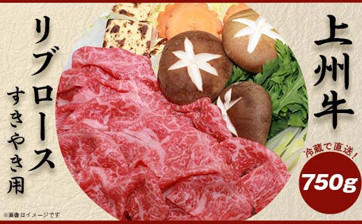 上州牛リブロース750g：すき焼き用【冷蔵で直送】B-15