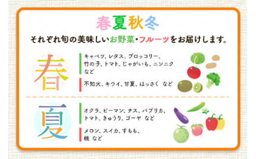 【12ヶ月定期】季節の野菜・フルーツ詰め合わせセット 10～12品目 《お申込み月の翌月から出荷開始》ゆめ・ステーション・このは 旬の野菜・フルーツ  果物 キャベツ じゃがいも にんじん トマト 大根 みかん 柑橘 梨 すいか メロン 桃|