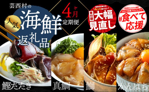 《4ヶ月定期便》芸西村人気海鮮の4ヶ月定期便〈高知県・高知市共通返礼品〉